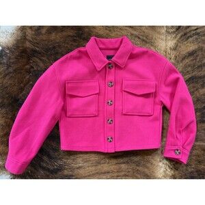 Love Tree Pink Cropped Jacket With Front Pockets & Button Closure Womens S